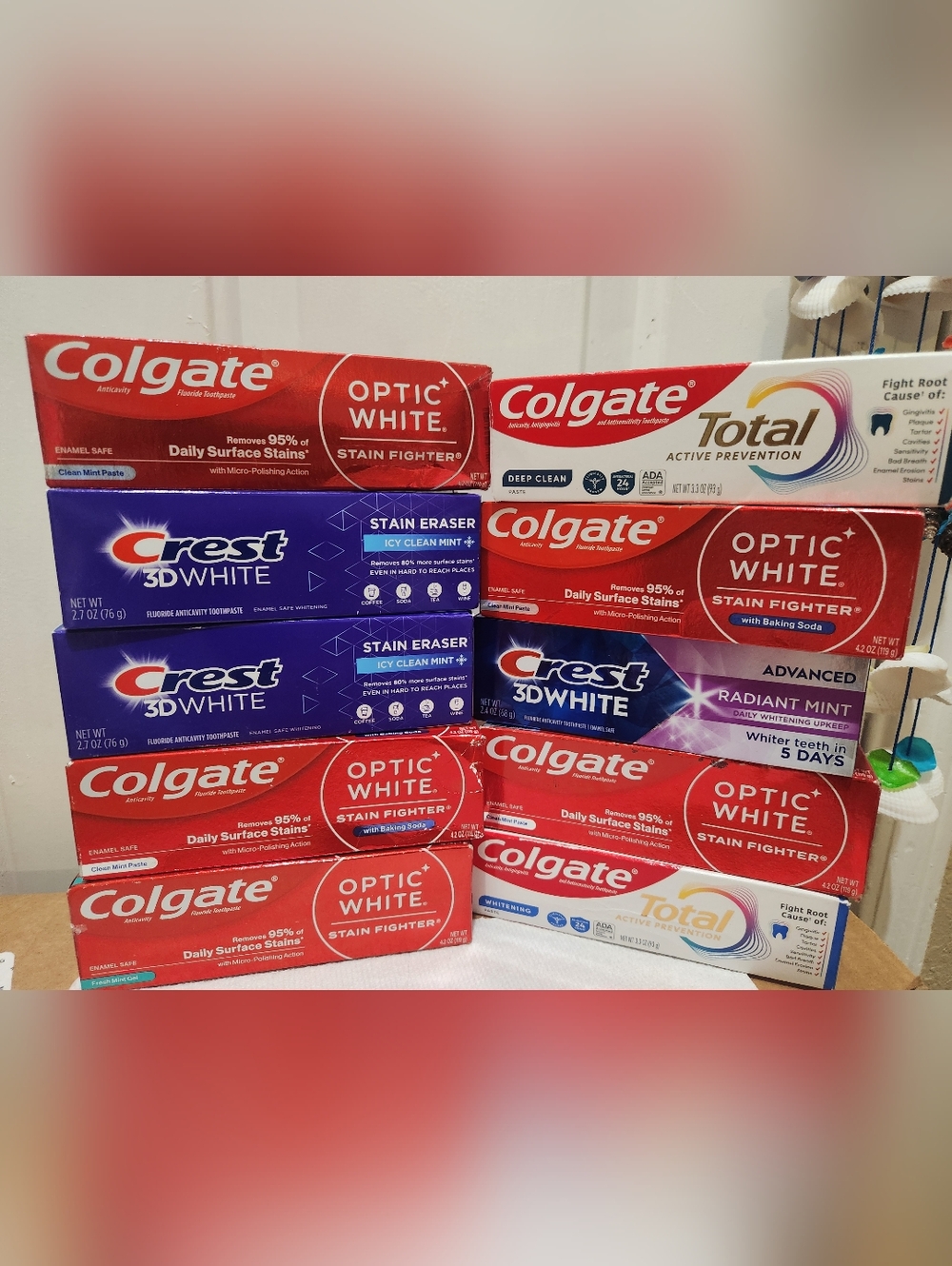 Colgate & Crest Toothpaste Bundle - Red, Blue, White Packaging